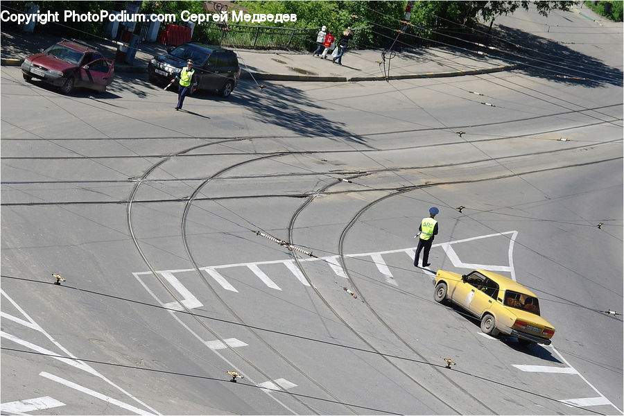 Intersection, Road, Car, Van, Automobile, Vehicle, Bridge