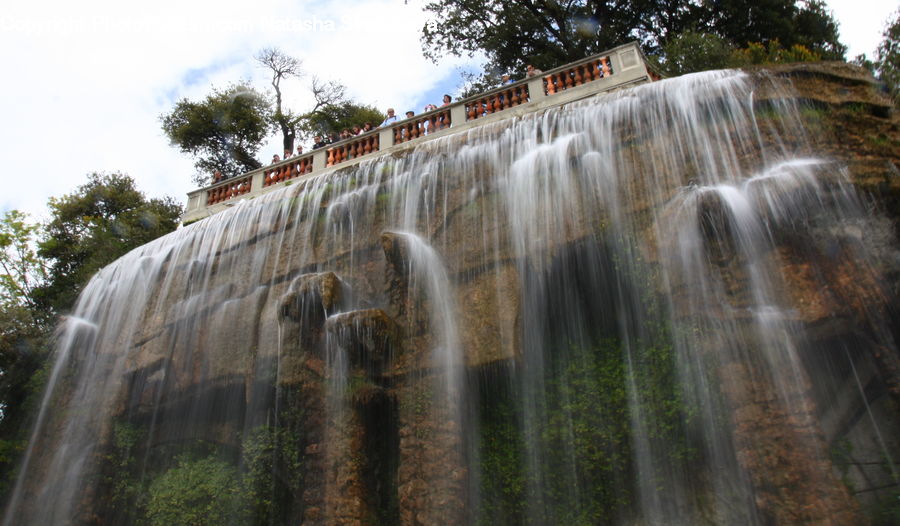 Outdoors, River, Water, Waterfall, Rainbow, Sky, Fountain