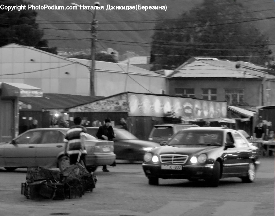 Automobile, Car, Vehicle, Brick, Asphalt, Tarmac, Intersection