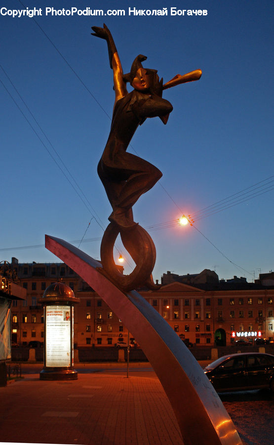 Automobile, Car, Vehicle, Art, Sculpture, Statue, Sundial