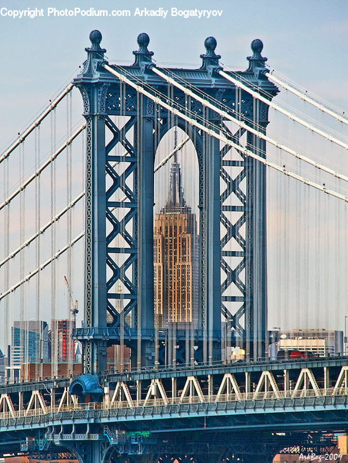Bridge, City, Downtown, Urban, Construction, Metropolis, Building