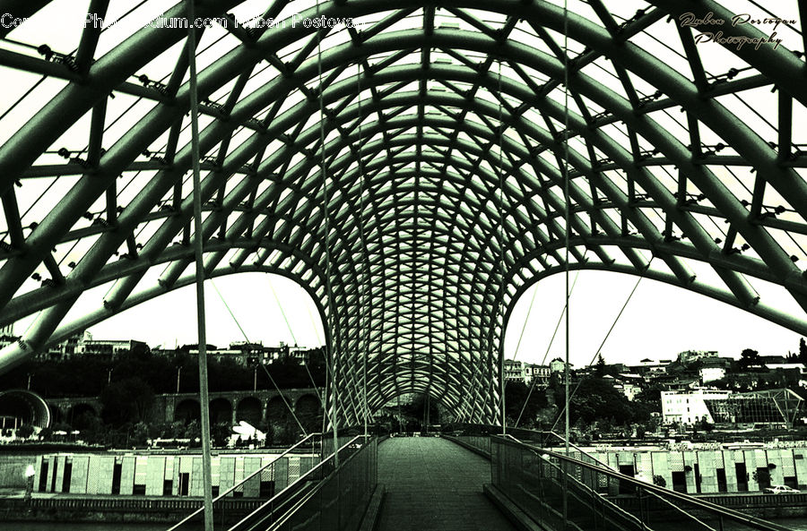 Canopy, Bridge, City, Downtown