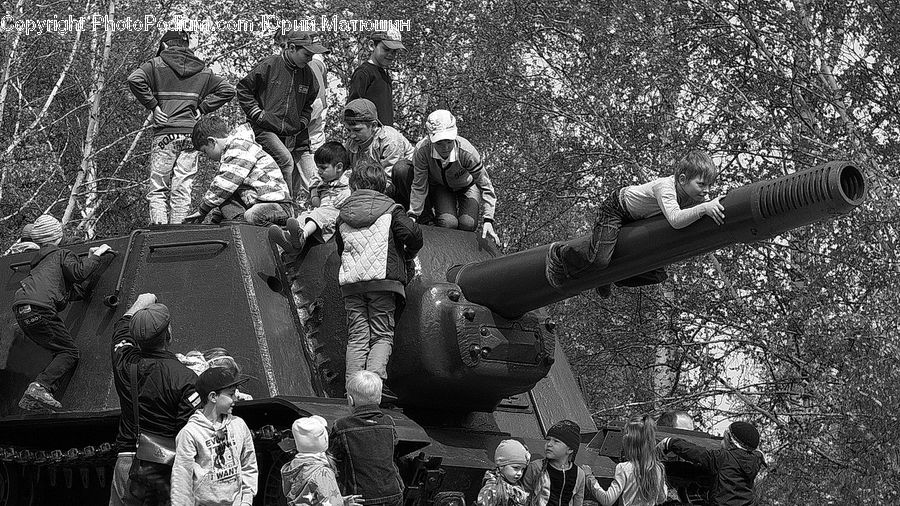 People, Person, Human, Army, Tank, Vehicle, Motor Scooter