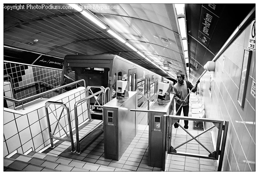 Subway, Train, Train Station, Vehicle, Person, Worker, Carpenter
