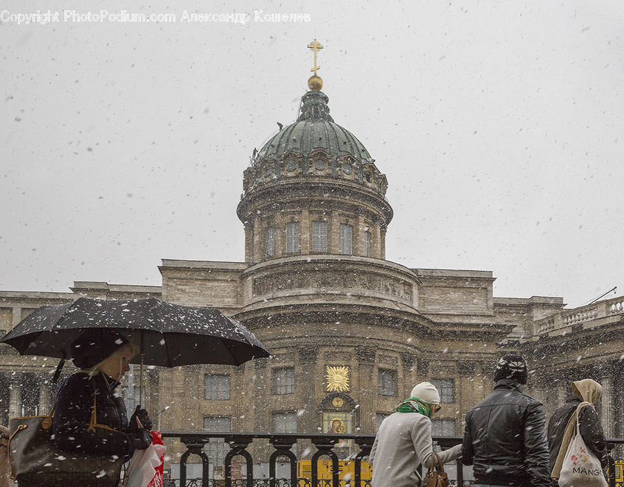 Umbrella, People, Person, Human, Architecture, Dome, Cathedral