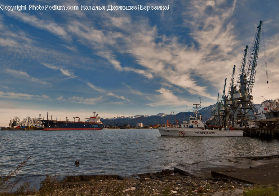 Constriction Crane, Ferry, Freighter, Ship, Tanker, Vessel, Dock