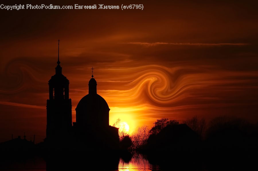 Dusk, Outdoors, Sky, Sunlight, Sunrise, Sunset, Architecture