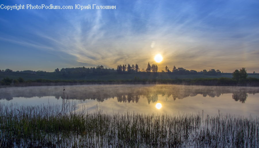 Dawn, Dusk, Sky, Sunrise, Sunset, Land, Marsh