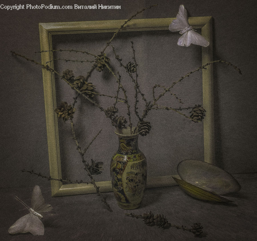 Plant, Potted Plant, Jar, Porcelain, Vase, Knitting, Bonsai
