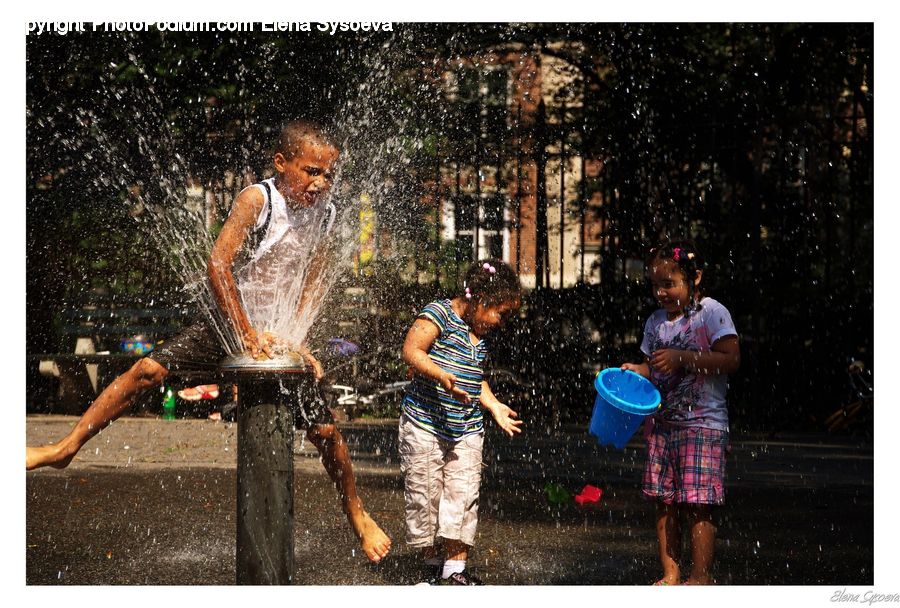 People, Person, Human, Fountain, Water, Bucket, Soil