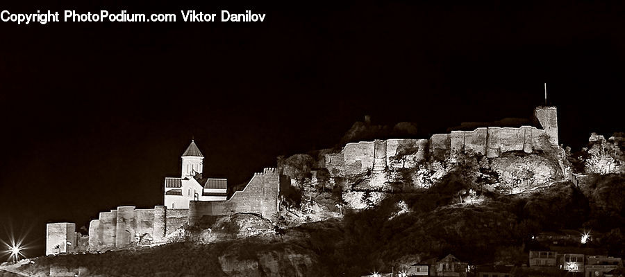 Architecture, Castle, Fort, Church, Worship, Night, Outdoors