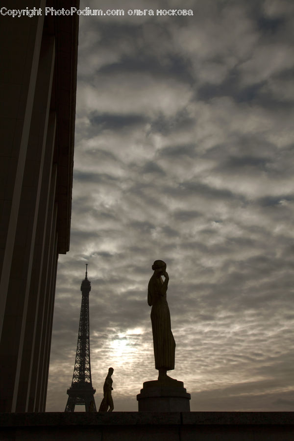 Art, Sculpture, Statue, Column, Pillar, Silhouette, Building