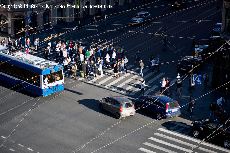 Cable Car, Trolley, Vehicle, Automobile, Car, Crowd, Sedan