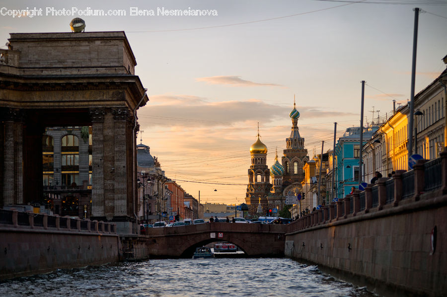 Canal, Outdoors, River, Water, Construction, Dawn, Dusk