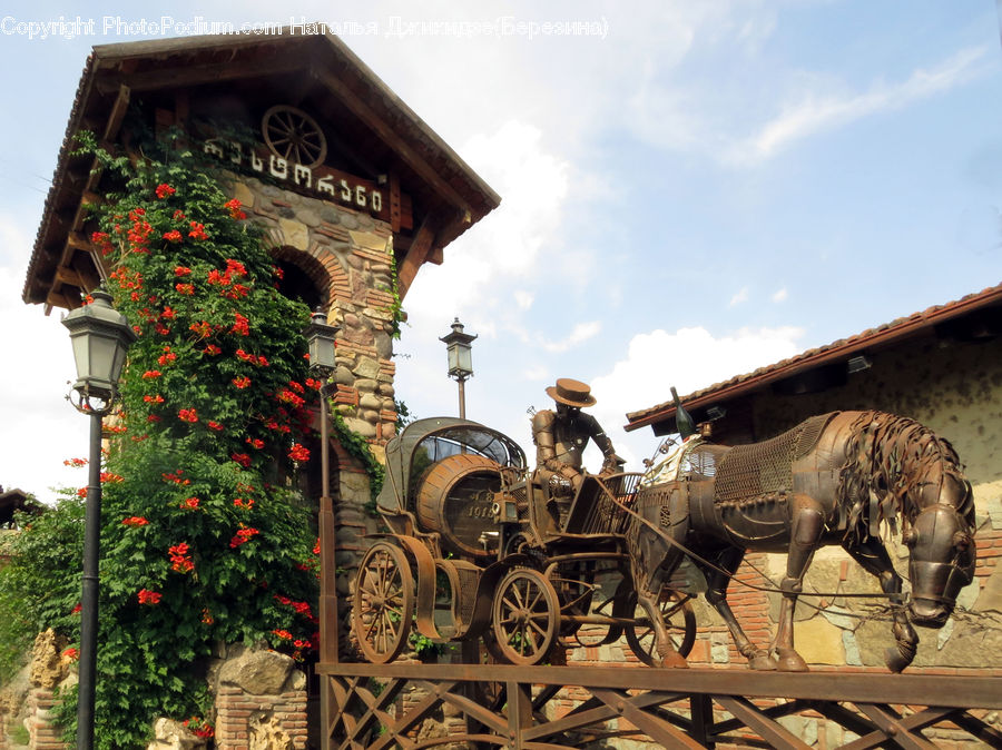 Carriage, Horse Cart, Vehicle, Architecture, Bell Tower, Clock Tower, Tower