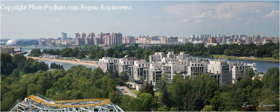 Aerial View, City, Downtown, Metropolis, Urban, Outdoors, River