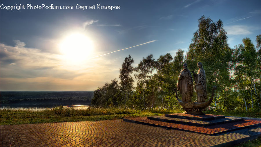Art, Sculpture, Statue, Flare, Light, Sunlight, Forest