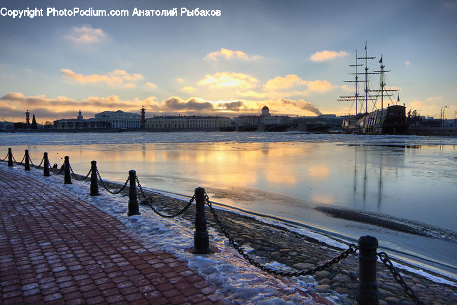 Ship, Vessel, Flood, Harbor, Port, Waterfront, Boardwalk