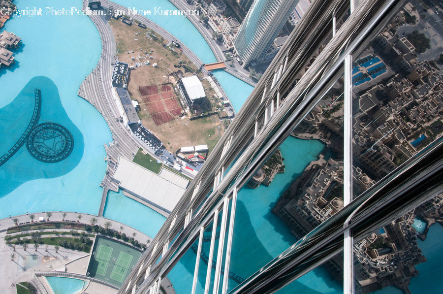 Arena, Aerial View, Logo, Trademark, Freeway, Overpass, City