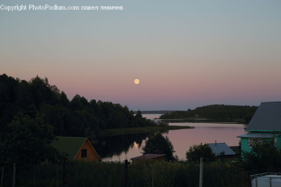 Building, Housing, Villa, Outdoors, Pond, Water, Dawn