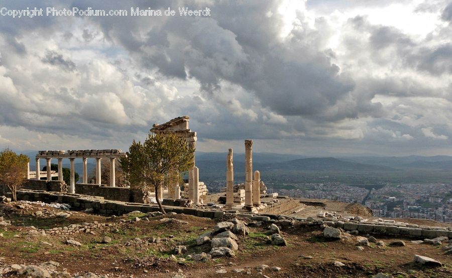 Column, Pillar, Ruins, Rubble, City, Downtown, Metropolis