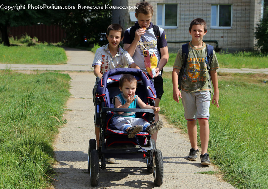 Human, People, Person, Stroller, Motor, Motorcycle, Vehicle