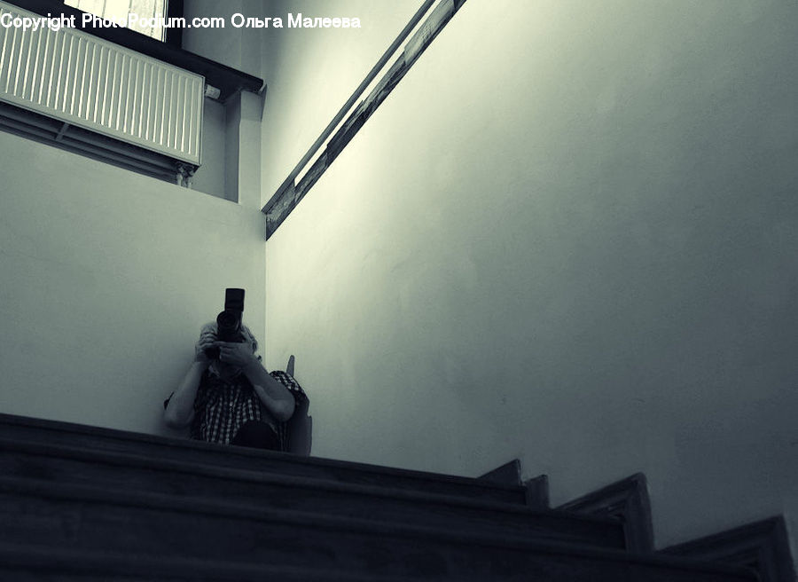 Banister, Handrail, Staircase, Silhouette, City, Downtown, Urban
