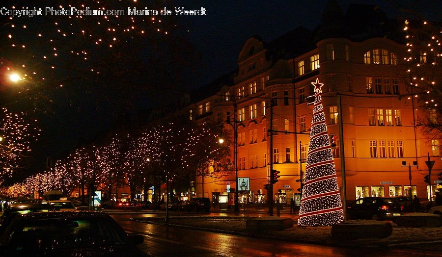 Night, Outdoors, City, Downtown, Metropolis, Urban, Building