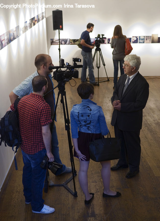 People, Person, Human, Sitting, Tripod, Clothing, Overcoat