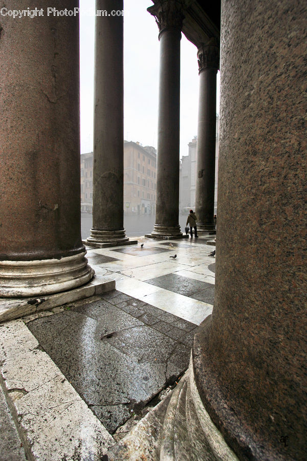 Column, Pillar, Flagstone, Pavement, Cobblestone, Walkway