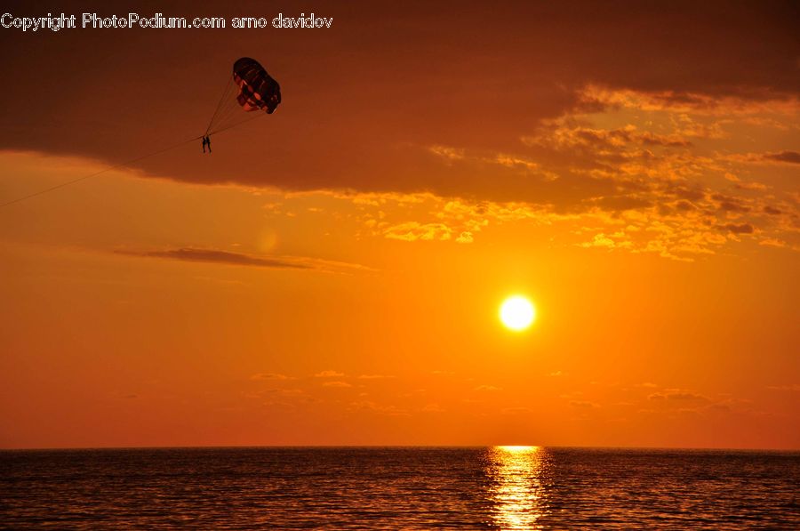 Sun, Adventure, Flight, Gliding, Beach, Coast, Outdoors