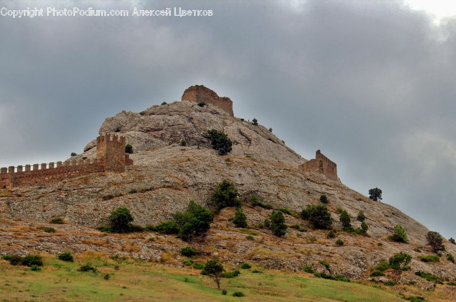 Castle, Fort, Ruins, Crest, Mountain, Outdoors, Peak