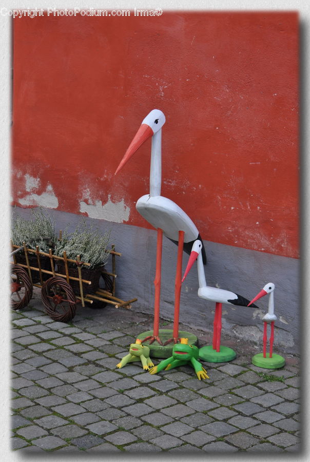 Plant, Potted Plant, Chair, Furniture, Beak, Bird, Art