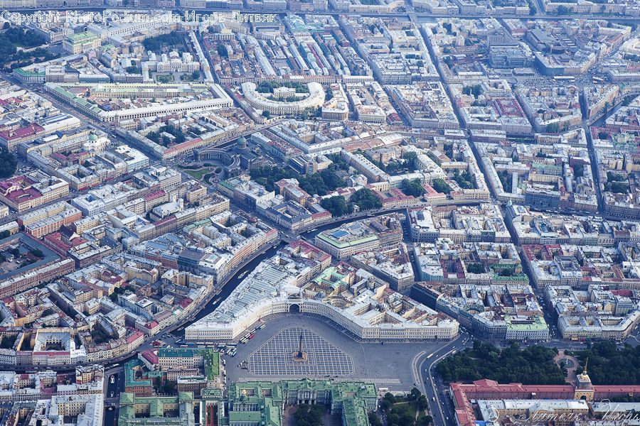 Aerial View, City, Downtown, Freeway, Road, Metropolis, Urban