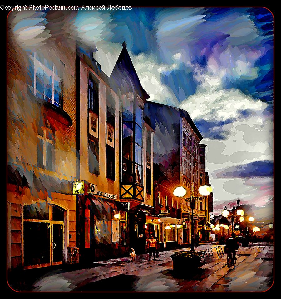 Collage, Poster, City, Downtown, Metropolis, Urban, Road
