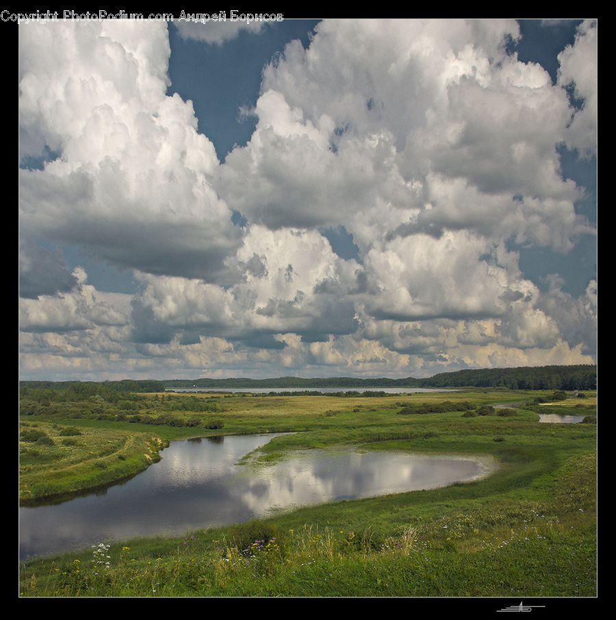 Cloud, Cumulus, Sky, Field, Grass, Grassland, Land