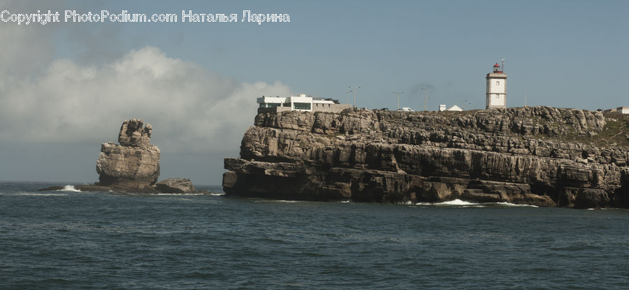 Coast, Outdoors, Sea, Water, Cliff, Rock, Beacon