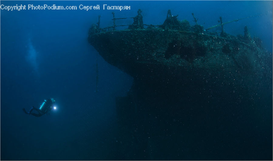 Diver, Diving, Person, Water, Shipwreck, Sport