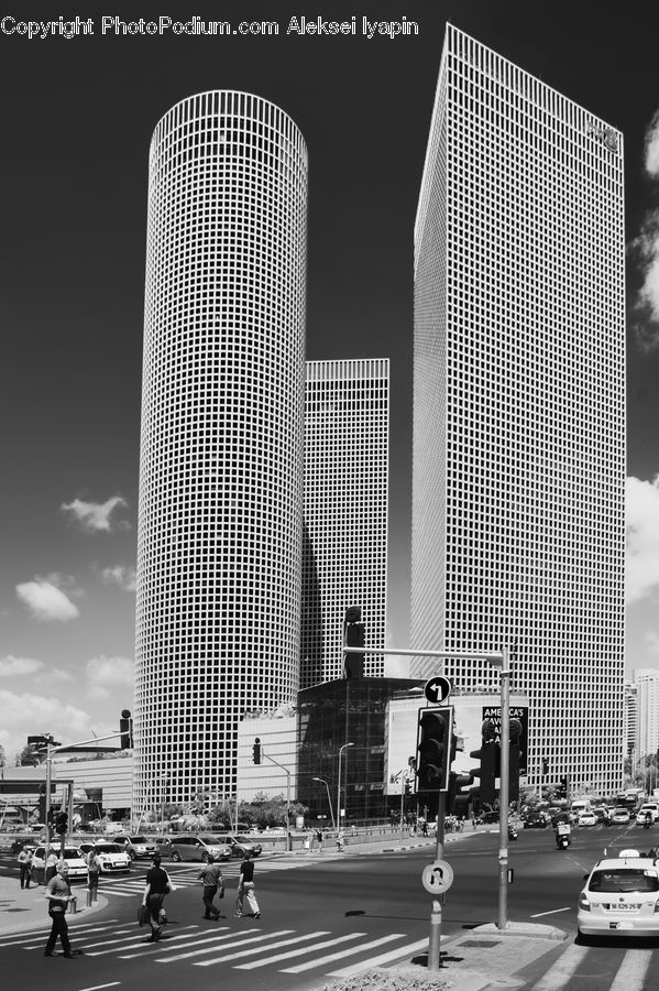 Asphalt, Road, Zebra Crossing, Architecture, City, Downtown, High Rise