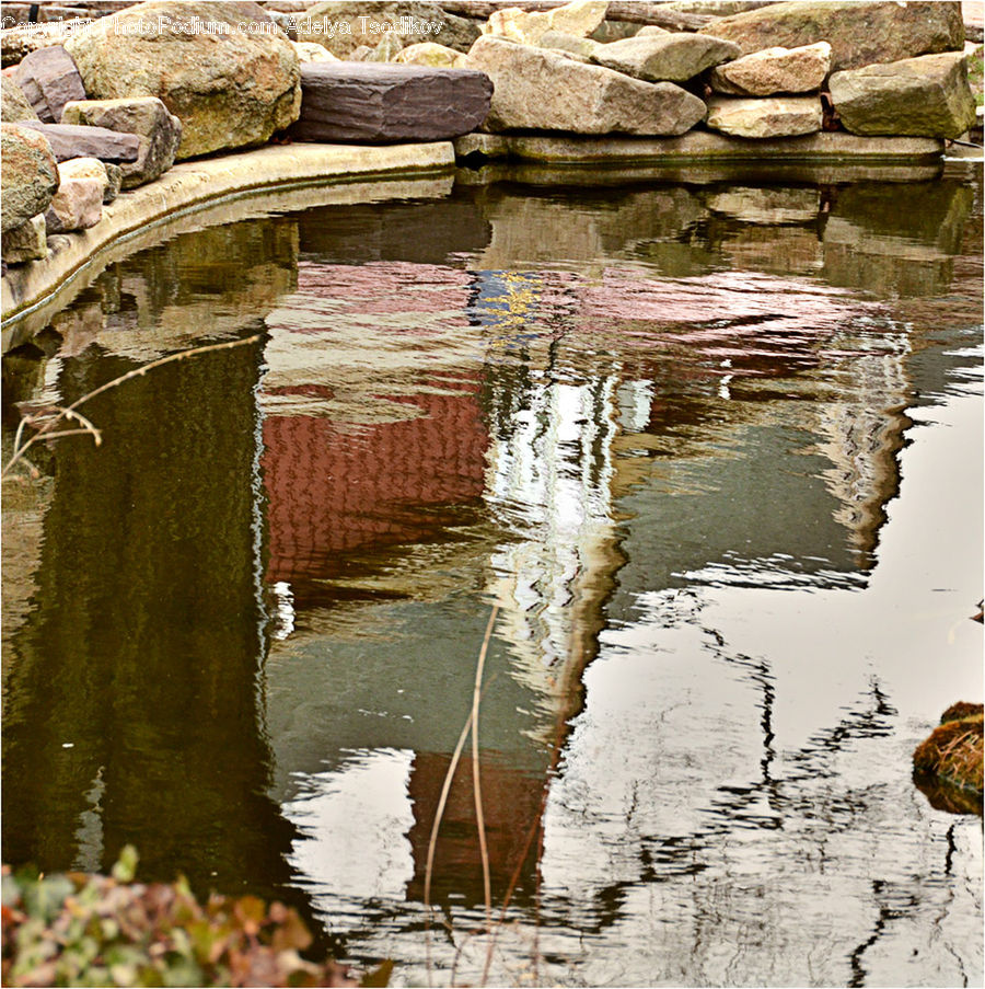 Rock, Outdoors, Pond, Water, Rubble, Creek, River