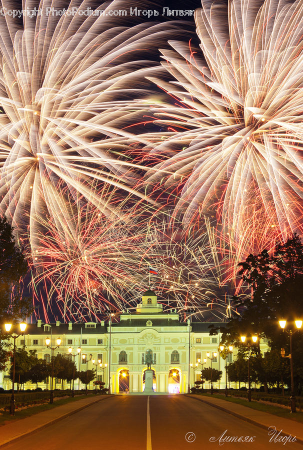 Fireworks, Night, Architecture, Church, Worship, Lighting, City