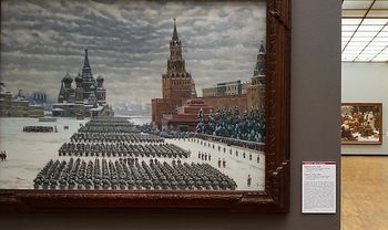 " ПАРАД НА КРАСНОЙ ПЛОЩАДИ В МОСКВЕ " картина художника К. Ф. ЮОНА, закончена в 1942 г.