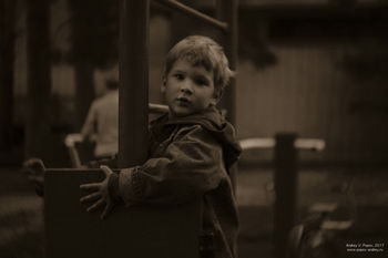 The boy. Monochrome version.